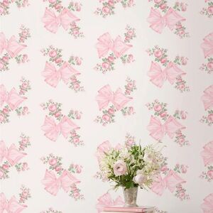 2 ROLLS  Rosa Beaux In Pink Mint Peel + Stick Wallpaper